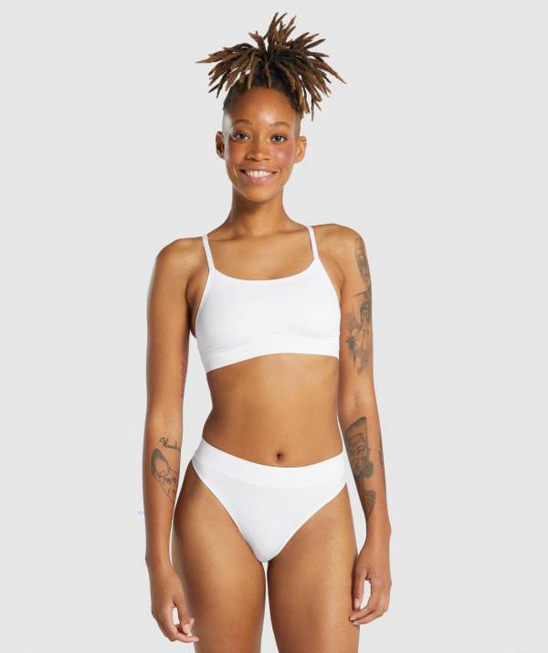 Damske Spodne Pradlo Gymshark Seamless Scoop Neck Bralette Biele | XU0691382